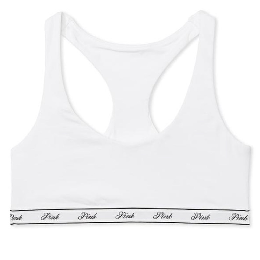 Pink Logo Cotton Racerback Bralette